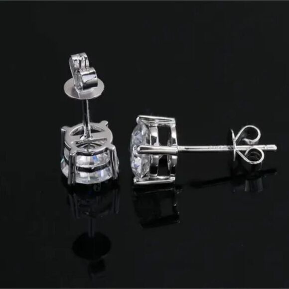 Certified 2ct t.w. Diamond Moissanite Excellent Round Cut Stud Earrings - Picture 3 of 9